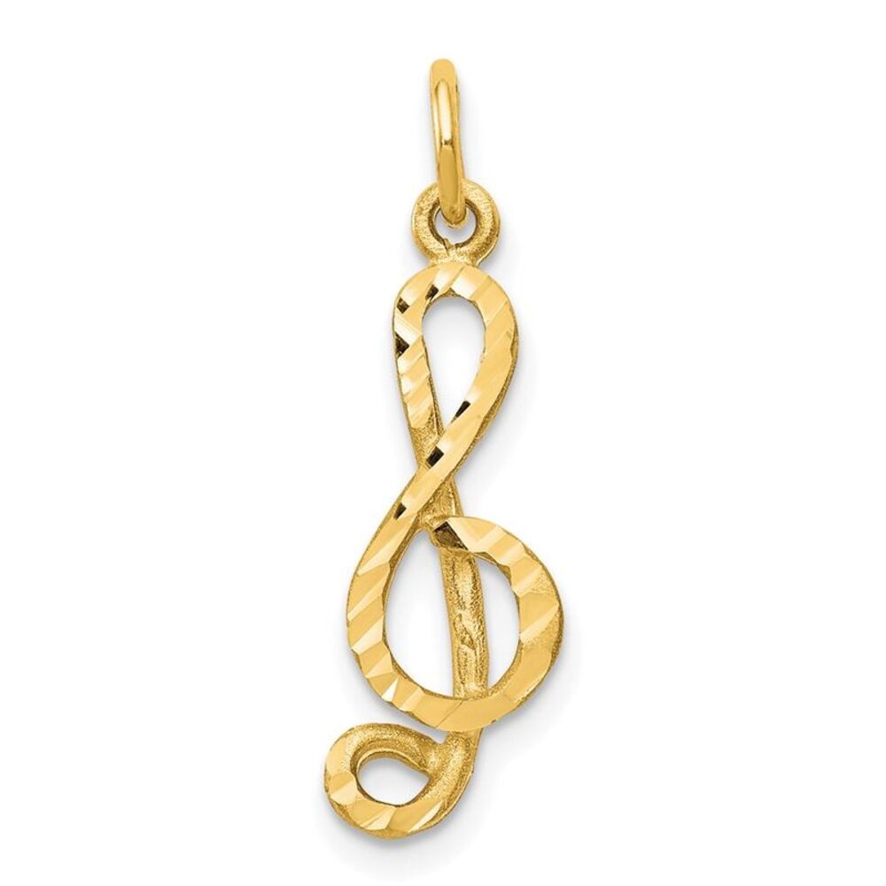 10k Yellow Gold Medium Solid Treble Clef Charm - image 1